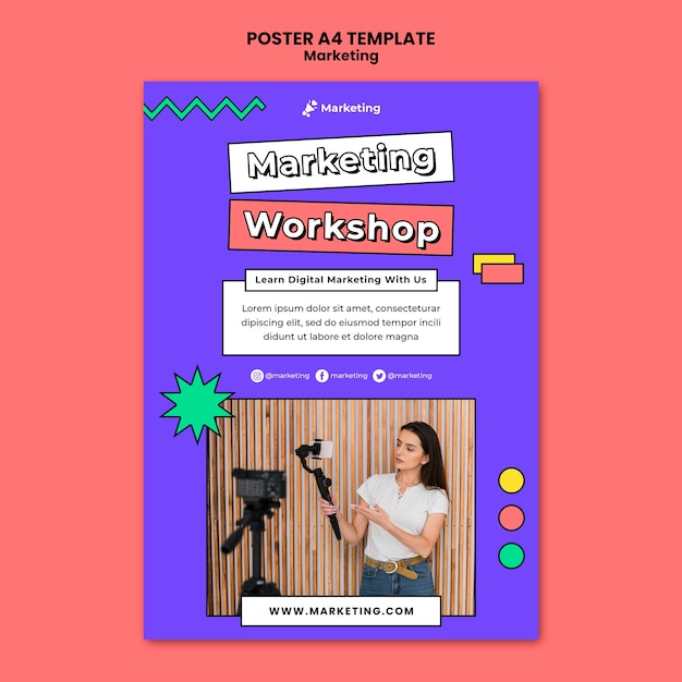 PSD gratuito plantilla de póster de taller de marketing