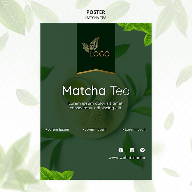 PSD gratuito plantilla de póster de té matcha