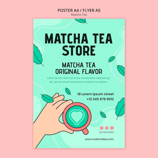 Plantilla de póster de té matcha