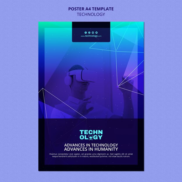 Plantilla de póster de tecnología degradada