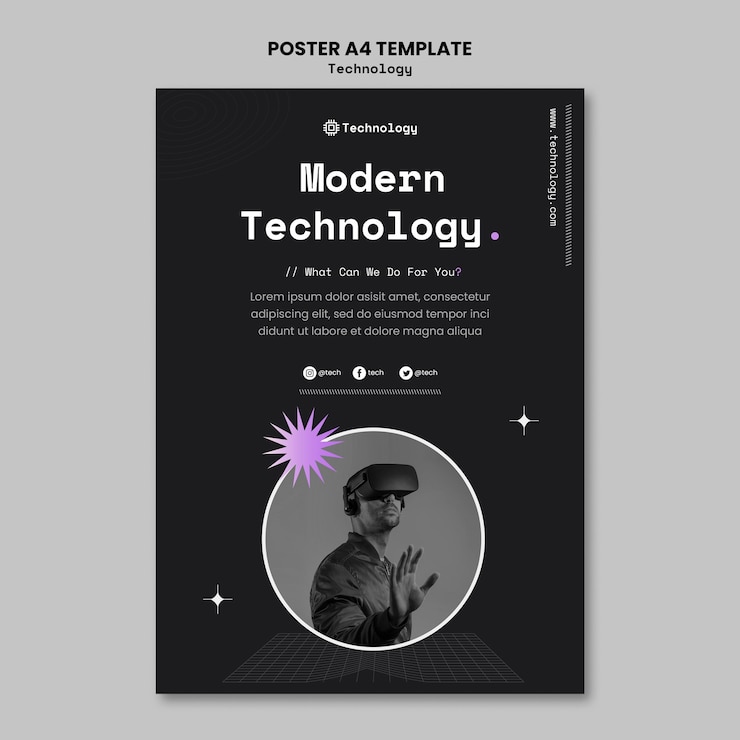 PSD gratuito plantilla de póster de tecnología moderna
