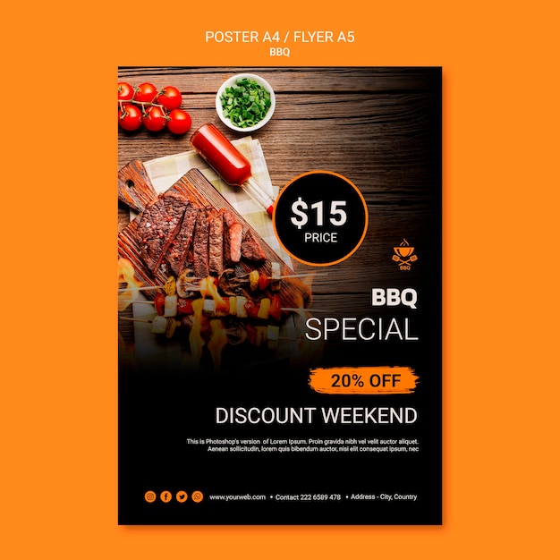 Plantilla de póster con tema de barbacoa