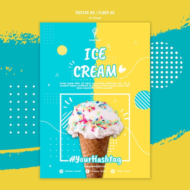 PSD gratuito plantilla de póster con tema de helado