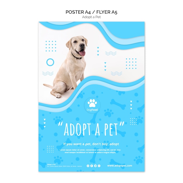 Plantilla de póster con tema de mascota adoptiva