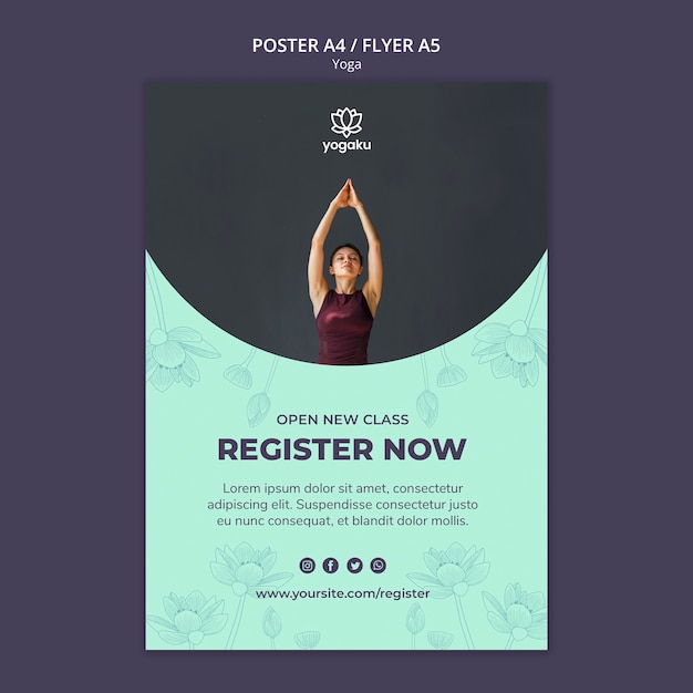 Plantilla de póster con tema de yoga