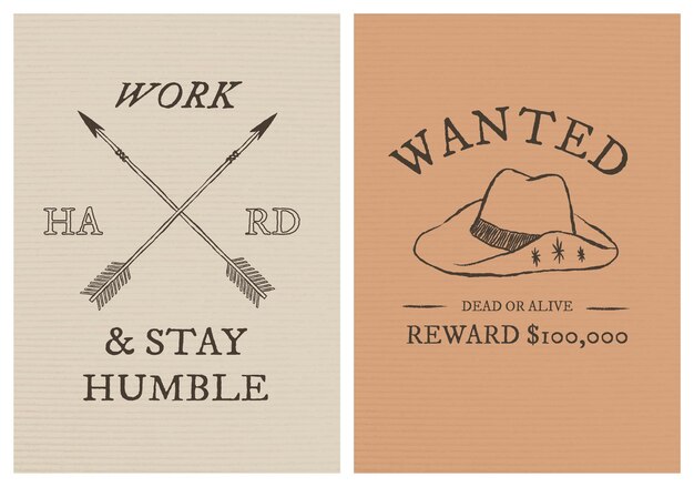 Plantilla de póster temático de vaquero psd con conjunto de texto editable