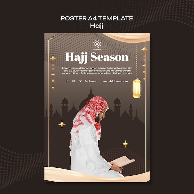 PSD gratuito plantilla de póster de temporada de hajj