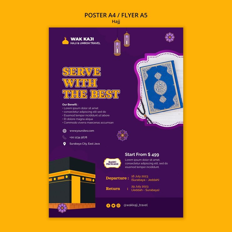PSD gratuito plantilla de póster de temporada de hajj