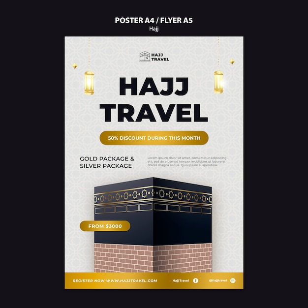 PSD gratuito plantilla de póster de temporada de hajj