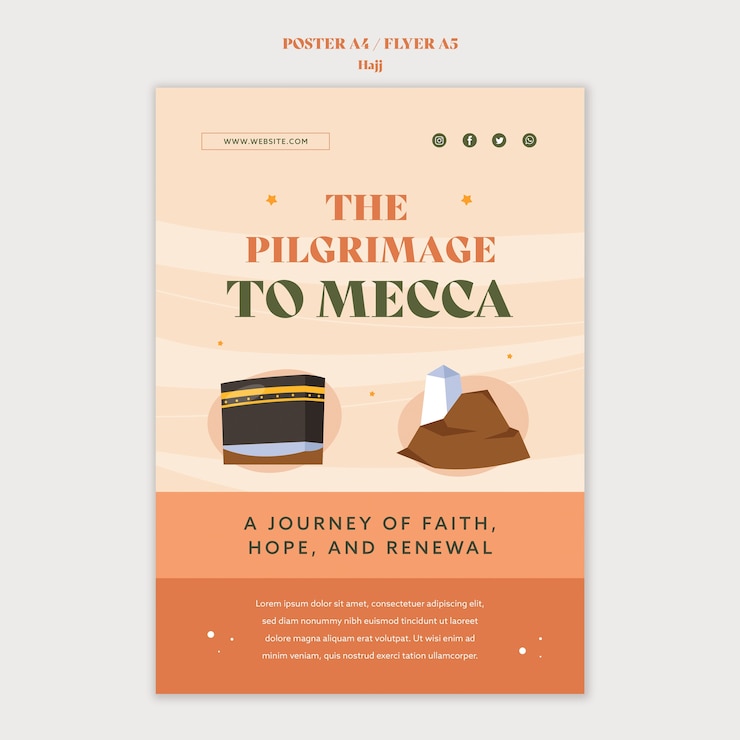 PSD gratuito plantilla de póster de temporada de hajj