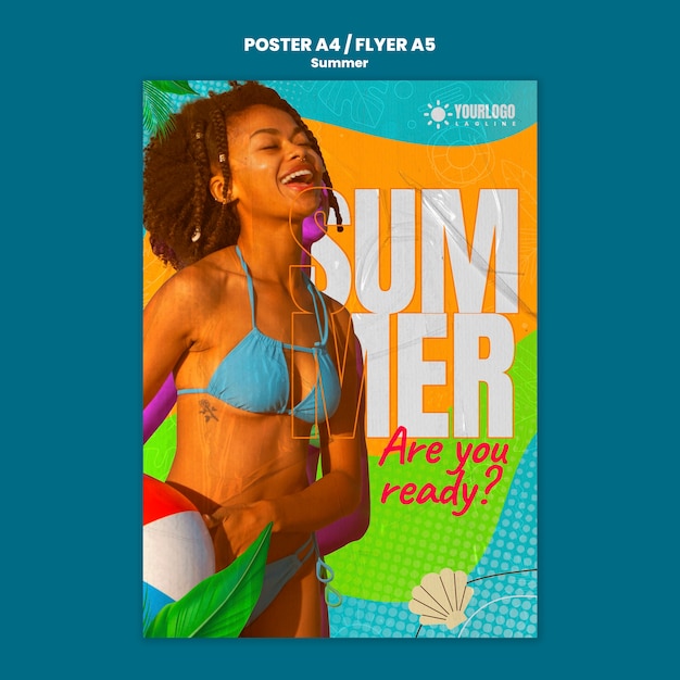 PSD gratuito plantilla de póster de temporada de verano