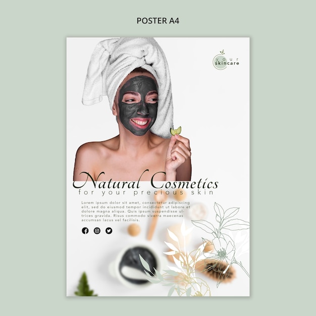 PSD gratuito plantilla de póster de tienda de cosmética natural