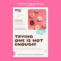 PSD gratuito plantilla de póster de tienda de donuts de diseño plano