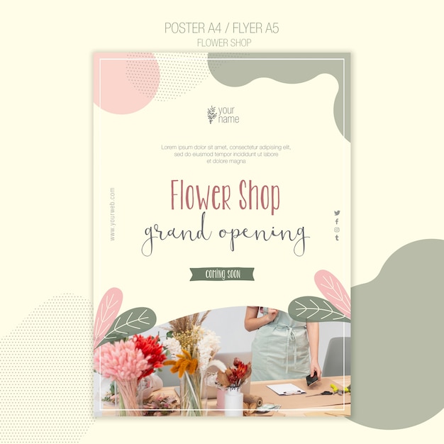 PSD gratuito plantilla de póster de tienda de flores