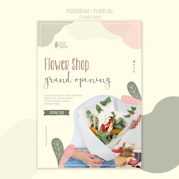 Plantilla de póster de tienda de flores