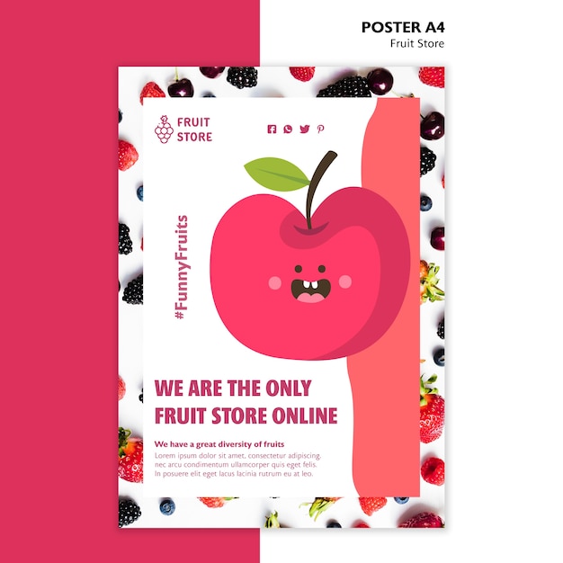 PSD gratuito plantilla de póster de tienda de frutas