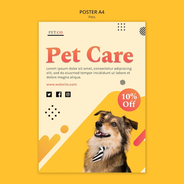 PSD gratuito plantilla de póster de tienda de mascotas