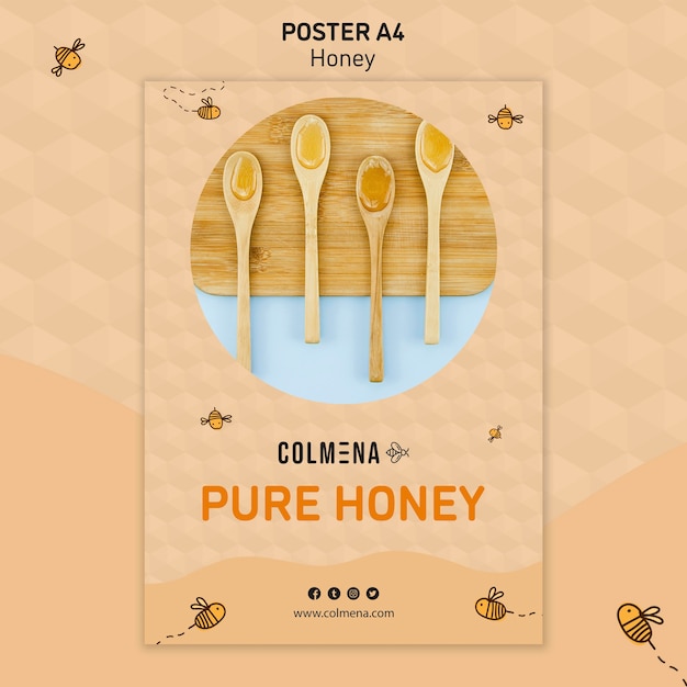 PSD gratuito plantilla de póster de tienda de miel