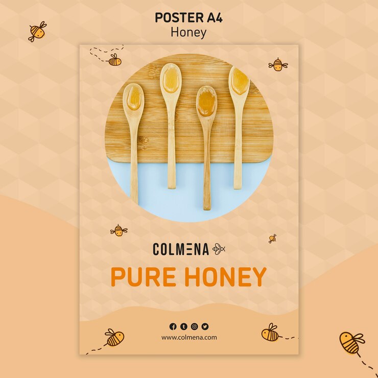 PSD gratuito plantilla de póster de tienda de miel
