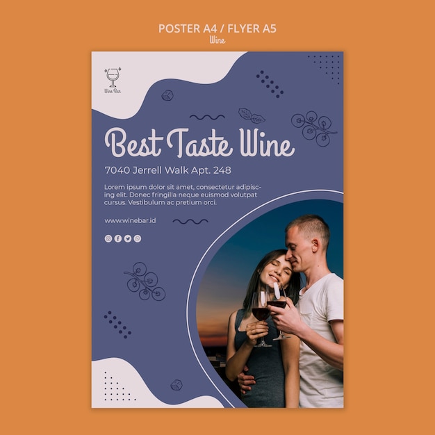 PSD gratuito plantilla de póster de tienda de vinos