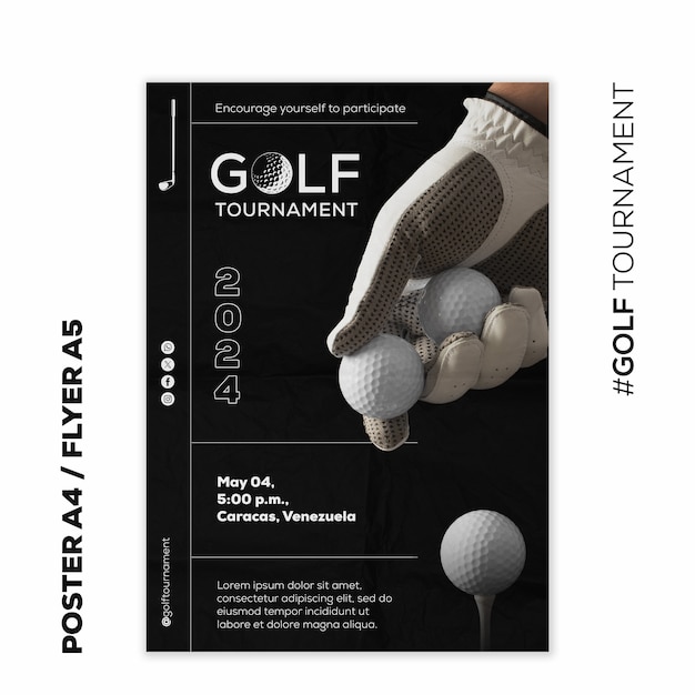 PSD gratuito plantilla de póster de un torneo de golf