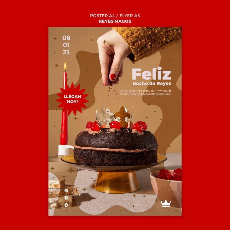 PSD gratuito plantilla de póster de tradición de reyes magos