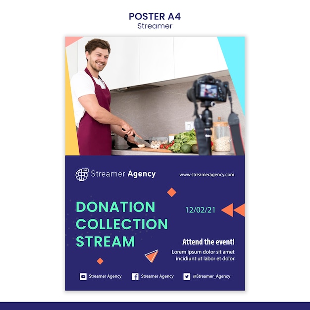 Plantilla de póster para transmitir contenido en línea