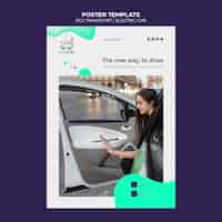 PSD gratuito plantilla de póster de transporte ecológico de diseño plano