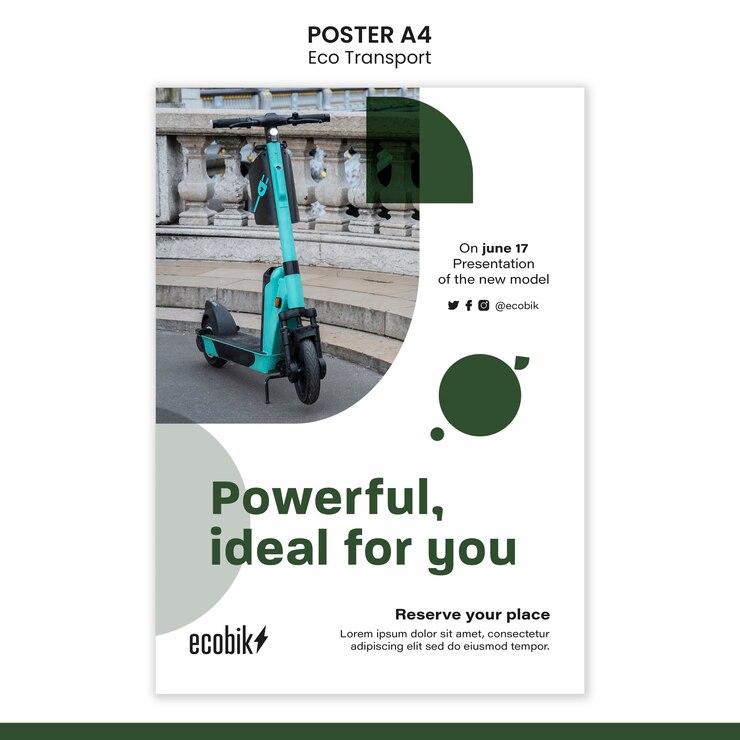 PSD gratuito plantilla de póster de transporte ecológico