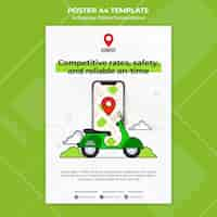 PSD gratuito plantilla de póster de transporte en línea