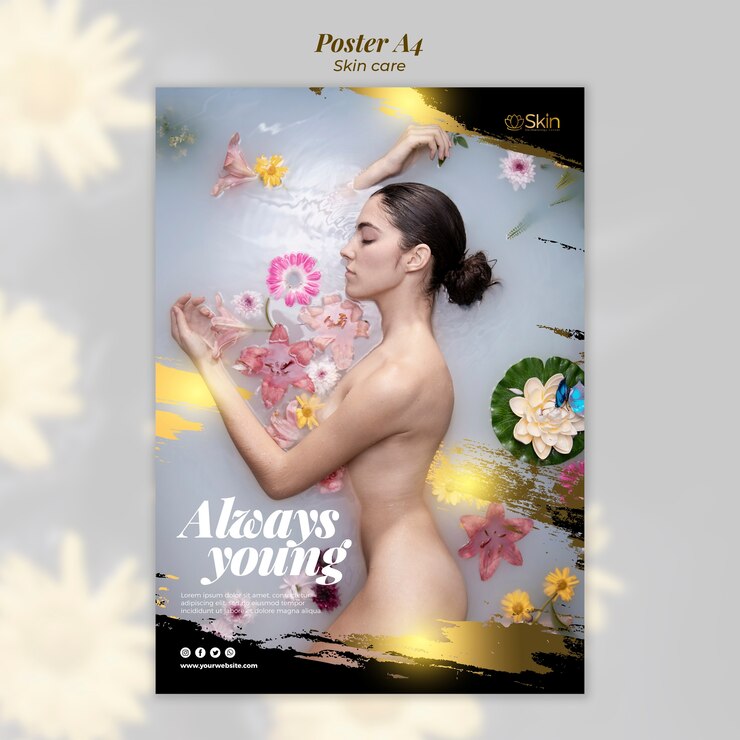 PSD gratuito plantilla de póster de tratamiento para el cuidado de la piel