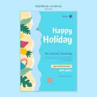 PSD gratuito plantilla de póster de vacaciones de diseño plano