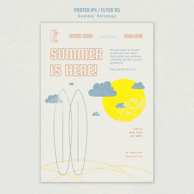 PSD gratuito plantilla de póster con vacaciones de verano