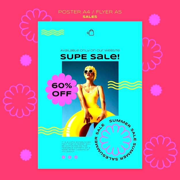Plantilla de póster para la venta de la temporada de verano.