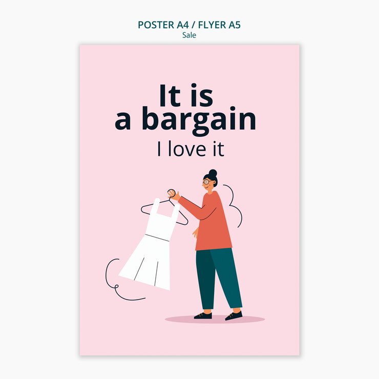 PSD gratuito plantilla de póster de ventas de diseño plano