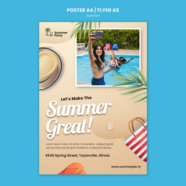 Plantilla de póster de verano degradado