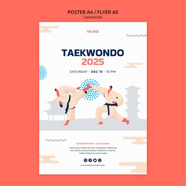 Plantilla de póster vertical de artes marciales de tawkwondo tradicional