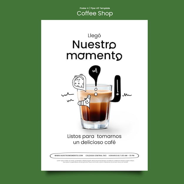 PSD gratuito plantilla de póster vertical para cafetería.