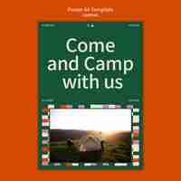 PSD gratuito plantilla de póster vertical de camping con diseño de formas geométricas