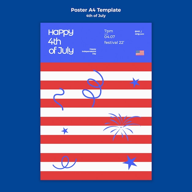 PSD gratuito plantilla de póster vertical de celebración del 4 de julio