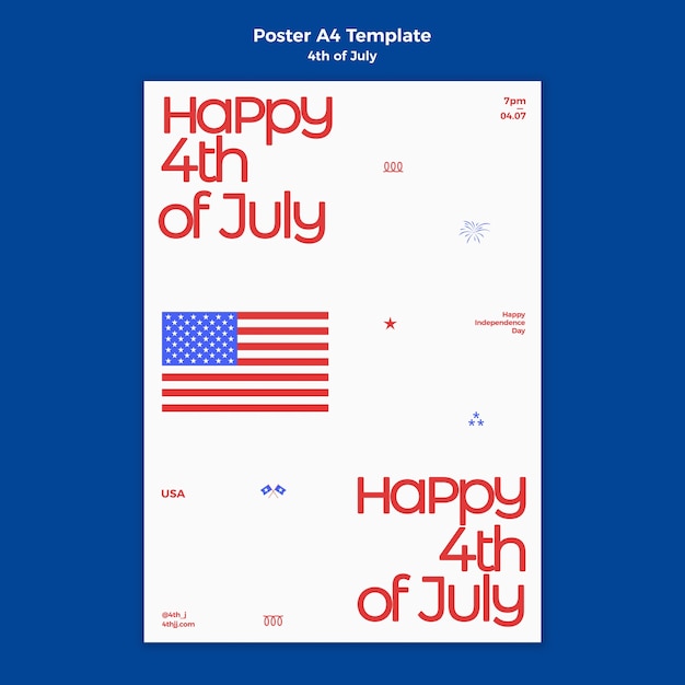 PSD gratuito plantilla de póster vertical de celebración del 4 de julio