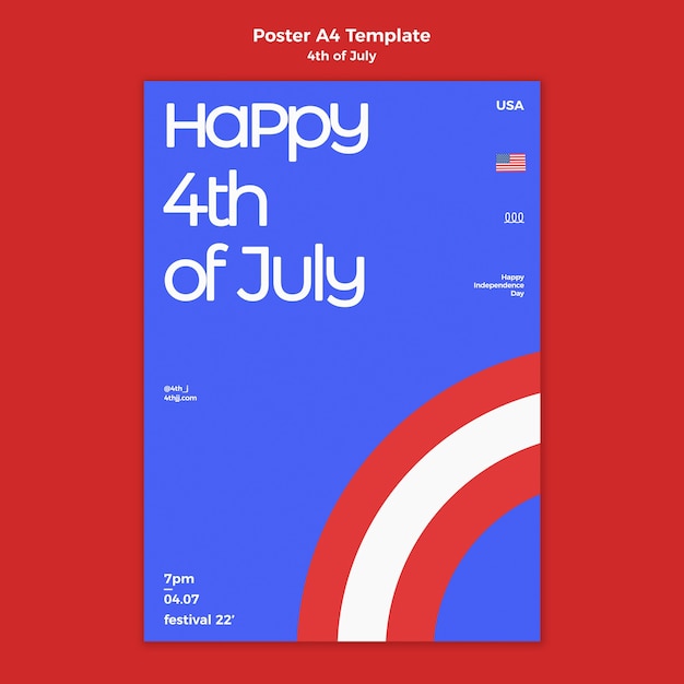 PSD gratuito plantilla de póster vertical de celebración del 4 de julio
