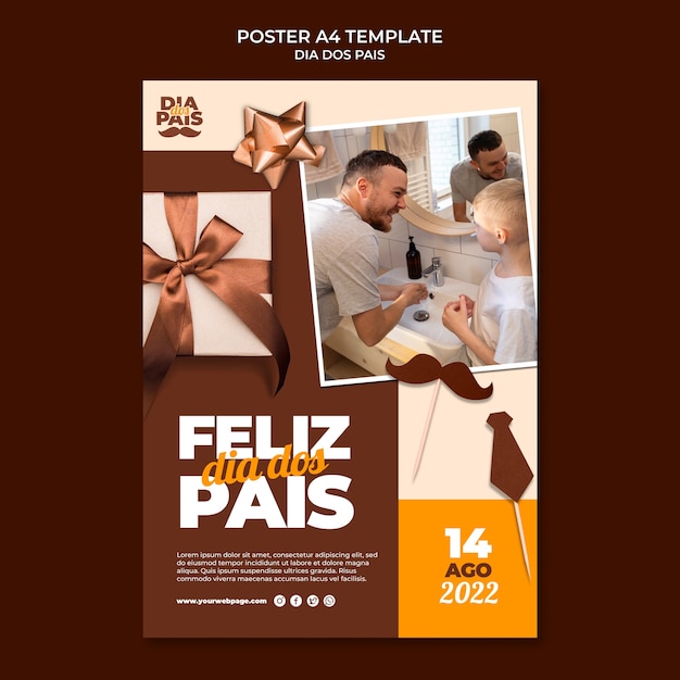 PSD gratuito plantilla de póster vertical de celebración dia dos pais