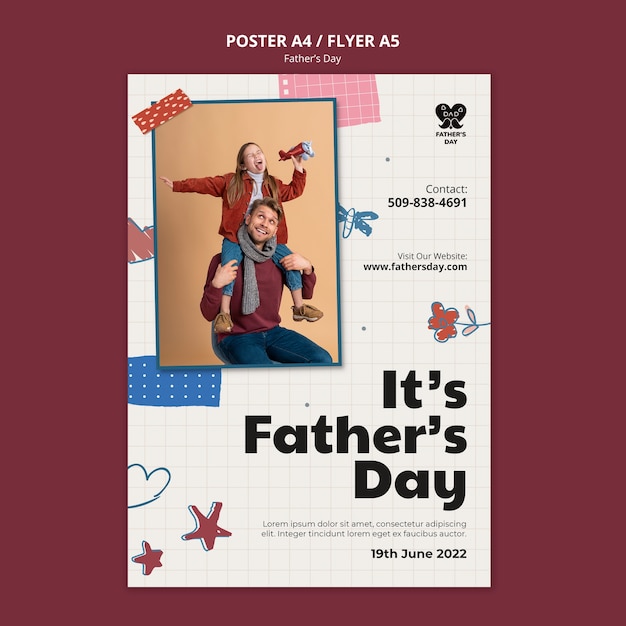 Plantilla de póster vertical para la celebración del día del padre.