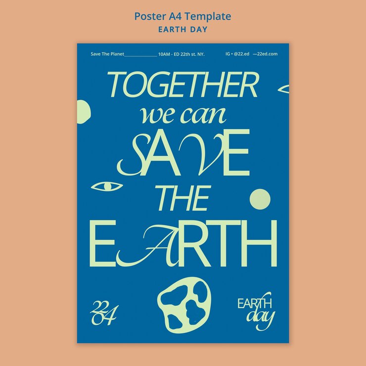 PSD gratuito plantilla de póster vertical para la celebración del día de la tierra