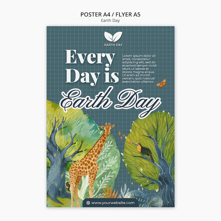 PSD gratuito plantilla de póster vertical para la celebración del día de la tierra