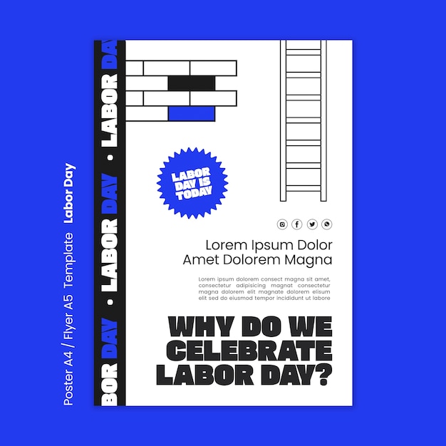 Plantilla de póster vertical para la celebración del día del trabajo de EE. UU.