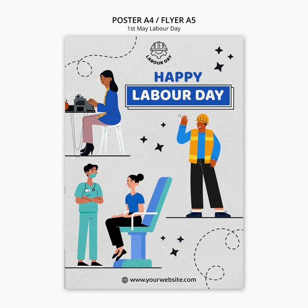 Plantilla de póster vertical para la celebración del día del trabajo