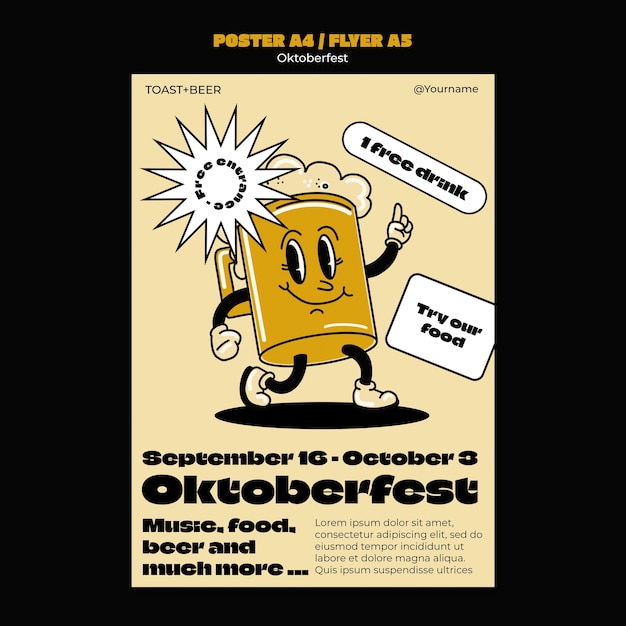 Plantilla de póster vertical para la celebración del festival de la cerveza oktoberfest