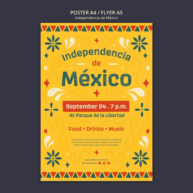 Plantilla de póster vertical de celebración de la independencia de méxico